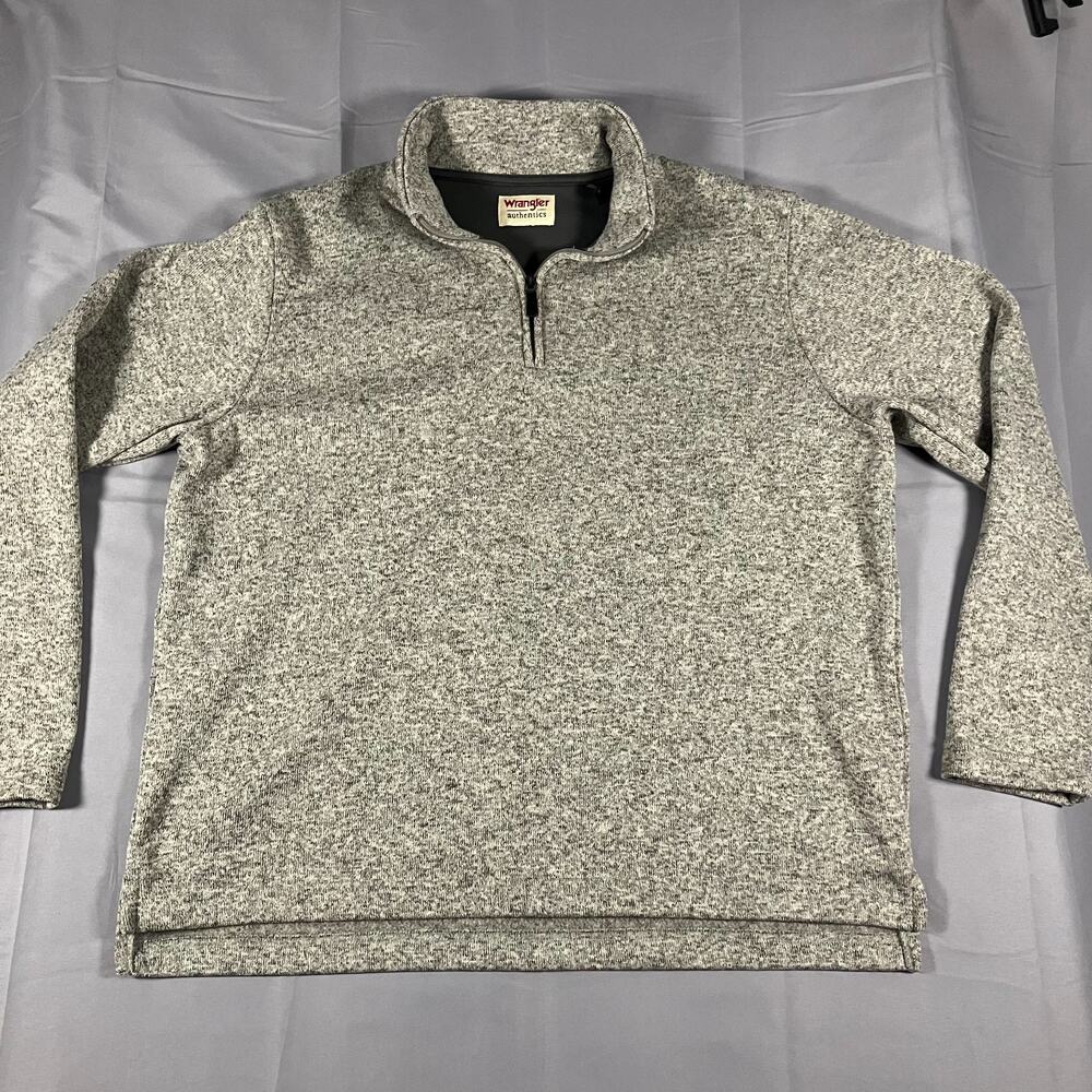 Wrangler Authentics Quarter Zip Pullover Sweater Men’s Large Gray 100% Polyester